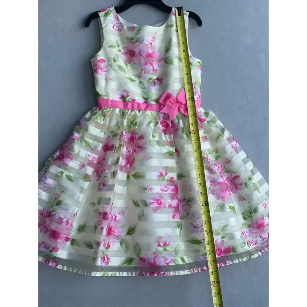 JONA MICHELLE YELLOW PINK FLORAL ORGANZA SPECIAL OCCASION GIRL’S DRESS - SIZE 8T